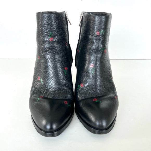 ALEXANDER WANG Gabi Red Rose w Black Leather Silver Cutout Heel Ankle Boot Sz 38 - Picture 4 of 14